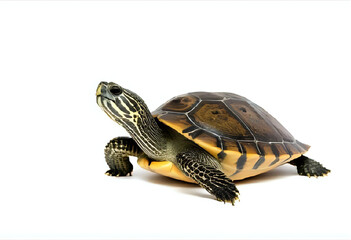 Obraz premium a beautiful water tortoise isolated on a white background