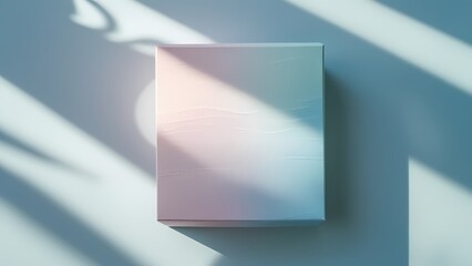 Fototapeta premium Pastel-colored box in soft sunlight, minimalist product presentation.