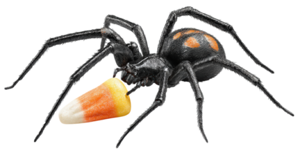 Black Widow Spider with Candy Corn Halloween Snack