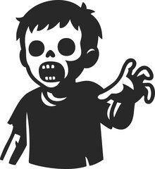 Fototapeta premium Zombie kid in t-shirt for halloween horror theme and spooky night celebration.
