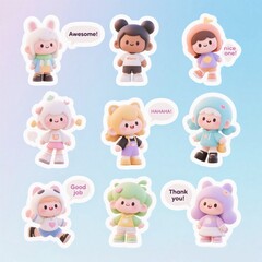 Obraz premium cute and adorable kawaii stickers