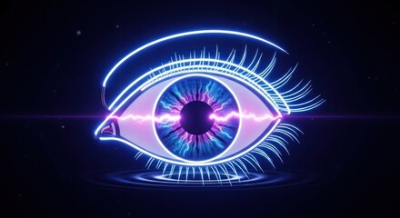 Neon Eye with Energy Bolt: Abstract Visionary Art
