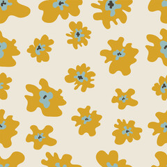 Seamless Colorful Floral Pattern. Bright and cheerful seamless floral pattern with pink, orange, and yellow flowers, perfect for fabric, wallpaper, and wrapping paper designs