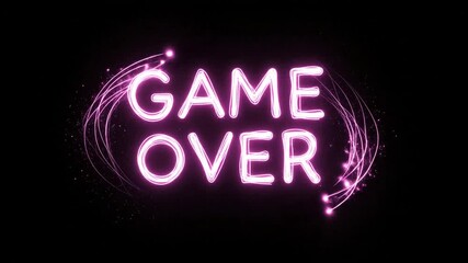 Neon Game Over Animation Pack: A collection of stylized game over sequences with vibrant neon effects and dynamic particle trails perfect for adding a touch of retro arcade flair to your projects - Powered by Adobe