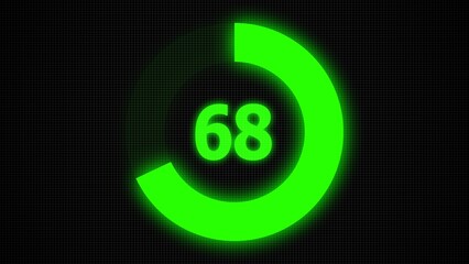 Countdown timer number ,0 to 1 seconds circular countdown digital electronic timer. counting down with green numbers and circle marking time ,Sci-Fi light Effects electronic protection system.