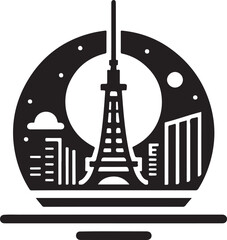 Black Silhouette of a Tower