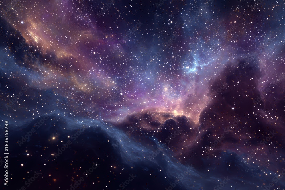 Canvas Prints vibrant particles swirl in a galaxy nebula set against the vastness of outer space, showcasing the b