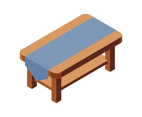 Isometric table. Wooden table. Modern table. Isometric home furniture. Living room furniture