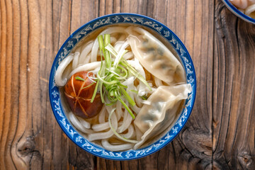 Hearty Udon Noodles Served with Potstickers and Mushrooms | Authentic Asian Meal in 4K Ultra HD | Delicious Japanese-Inspired Comfort Food