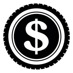 Obraz premium Vector art of dollar sign coin icon isolated on white background