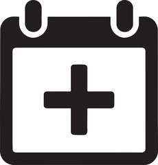 Obraz premium Calendar with plus symbol silhouette vector showing adding event, new appointment, and schedule update.