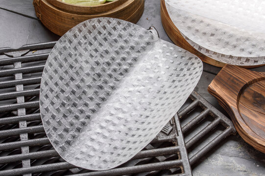 Close-Up of Dry Rice Paper Wrapper | Transparent Asian Spring Roll Wrapper in 4K Ultra HD | Authentic Vietnamese Cooking Ingredient