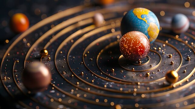 Astonishingly Detailed Model of the Solar System with Planets in Orbit on Golden Rings