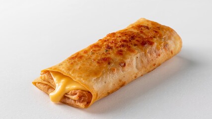 Delicious Crispy Cheese Roll on a White Background, Perfect for a Quick Meal or Snack.