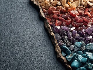 Colorful gemstones on dark slate