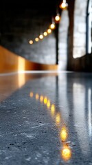 Reflective Polished Concrete Floor with Warm Lighting