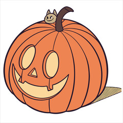 orange pumpkins cute watercolor illustration - ideal for autumn greeting cards, feminine seasonal decor, or cozy fall-themed designs. Watercolor Halloween Collection Pumpkins. orange pumpkins vector	