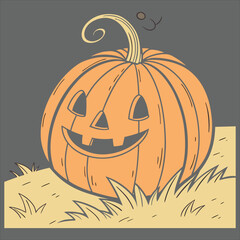 orange pumpkins cute watercolor illustration - ideal for autumn greeting cards, feminine seasonal decor, or cozy fall-themed designs. Watercolor Halloween Collection Pumpkins. orange pumpkins vector	