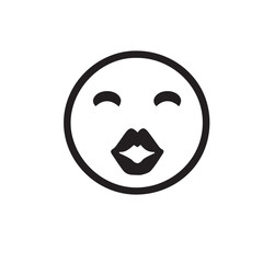 Black-and-white vector illustration of a smiley face icon with a simple cartoon expression