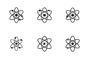 Set of Atomic Structure Symbols in Black and White Illustrating Scientific Concepts and Physics Principles
