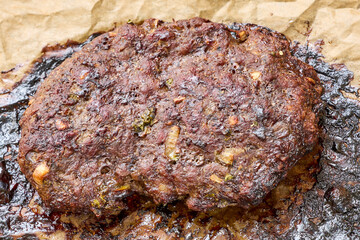 Homemade Baked Meatloaf on Parchment Paper