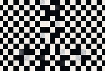 Fototapeta premium Seamless repeating pattern of black and white squares forming a classic chessboard design, design, surface