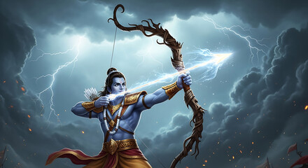 Blue Skinned Warrior With Bow