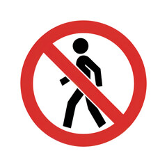 prohibited walking sign stickman inside red circle and diagonal line isolated png