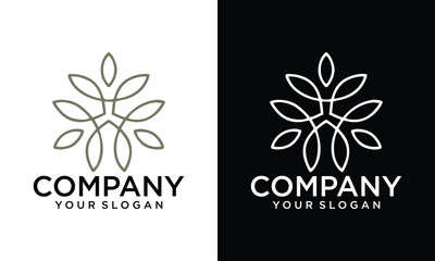 Creative flower  icon logo design vector illustration. nature leaf logo design editable