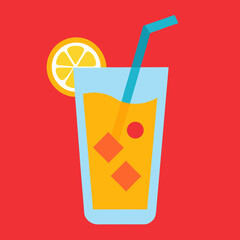 glass of orange juice with straw