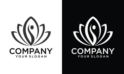 Creative Lotus icon in black outlined and solid.