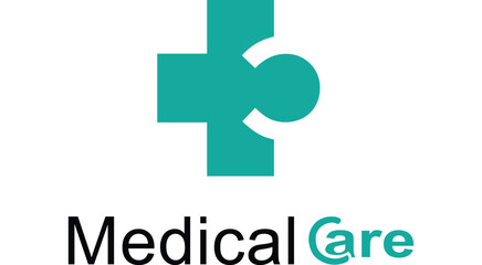 Vector art of medical cub logo with stethoscope and heartbeat isolated on white background