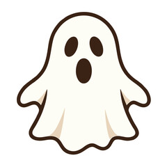 Cute Cartoon Ghost Illustration Isolated on White Background