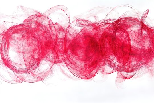 A layered effect of multiple red scribble circles overlapping each other, creating a messy yet artistic texture, isolated on a white surface