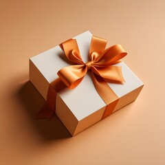 Golden-Orange Ribbon on White Gift Box