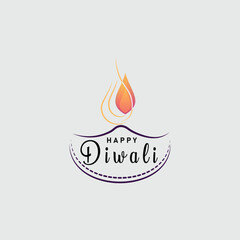 Happy Diwali greetings text with Diwali lamp design