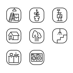 Furniture Home Decor Line Icons Set - Interior Design Elements Vector Collection