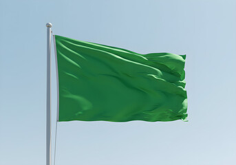 Green Flag Waving Freely in the Wind | Symbol of Approval, Environmentalism, or New Beginnings