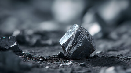 Raw cobalt mineral crystals on the black shale exhibit metallic reflections, showcasing strategic mineral resources and industrial clean energy materials.