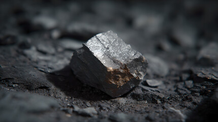 Raw cobalt mineral crystals on the black shale exhibit metallic reflections, showcasing strategic mineral resources and industrial clean energy materials.