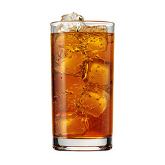 Cola with Ice in Glass, isolated on transparent background