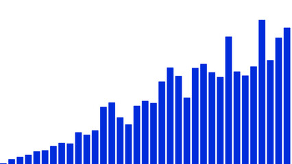 Blue bar chart graph data analysis statistical representation visual information diagrammatic illustration trend growth