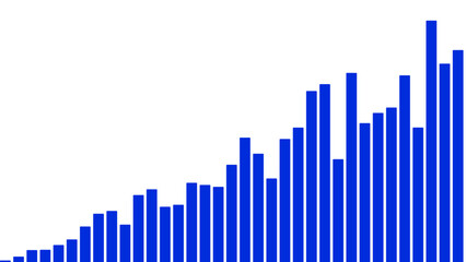 Blue bar chart showing growth trend data analysis visualization statistical infographic analysis report success