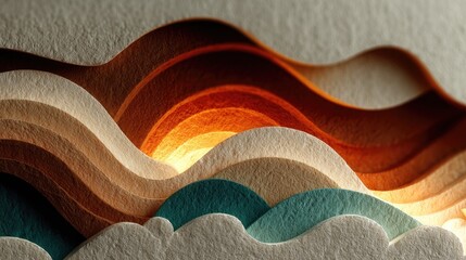 Abstract Modern Wave Pattern in Layered Paper Design