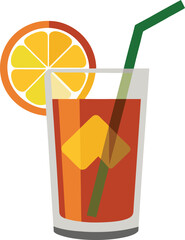Refreshing iced tea with lemon wedge