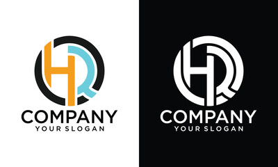Creative HR Letter Logo Design Vector Template. Alphabet Initial Letter HR Logo Design With Glossy Reflection Business Illustration.