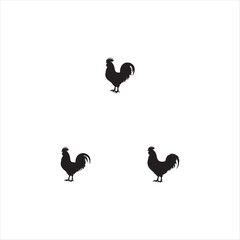 Obraz premium Silhouette Rooster Clipart – Black Chicken Farm Animal Vector Design