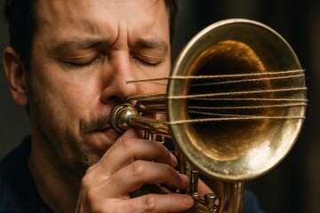 Obraz premium A Soloist's Passionate Performance on the French Horn