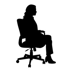 Woman sitting in office chair silhouette vector