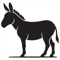 Obraz premium Donkey Silhouette Vector | Black Donkey Clipart Design for Print and Digital Use
